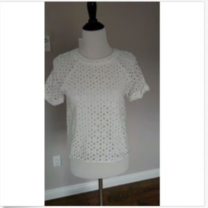 WHISTLES Popover White Cut Out 100%cotton Top SZ 4
